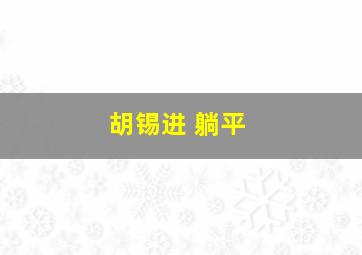 胡锡进 躺平